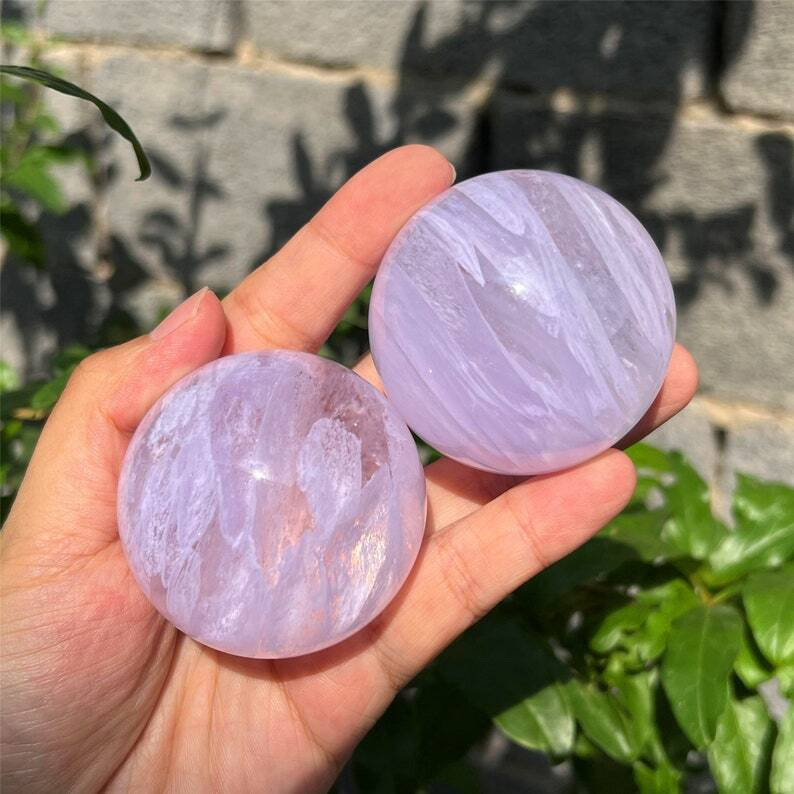 ,Pink Clear Melting stone sphere quartz reiki healing augury Crystal gifts 1pc