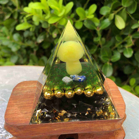 5cmAogen Energy Natural Obsidian Gravel Mushroom Pyramid Healing Meditation