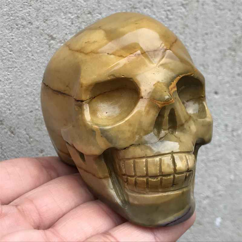 0.41kg Natural Mookite Jasper skull carved Quartz Crystal skull Healing