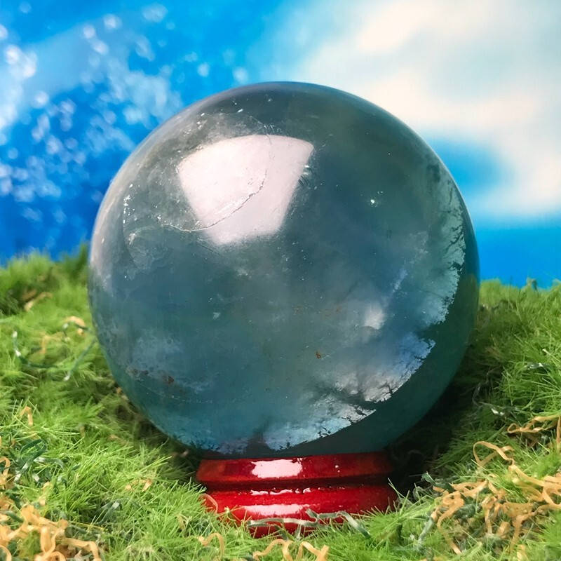 193G Natural Blue Fluorite Quartz Crystal Ball Sphere Polished Mineral Healing