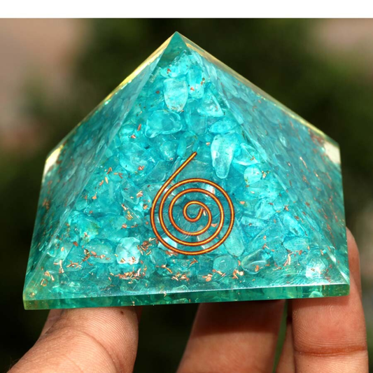 70X68mm Blue Quartz Crystals Feng Shui Orgone Pyramid Energy Generator AU Q225