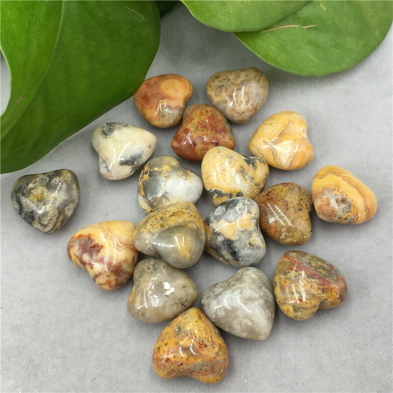 5pcs Natural Crazy agate mini heart Carved quartz crystal skull reiki healing G3