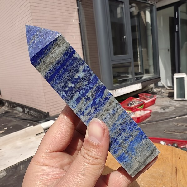 340g Natural Rock Lapis Lazuli Quartz Crystal Stone Point Healing Wand Obelisk