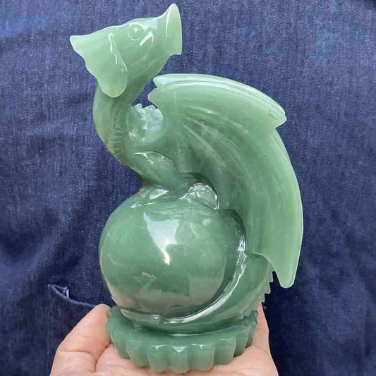 0.83kg Natural aventurine dragon skull carved Quartz Crystal skull Healing
