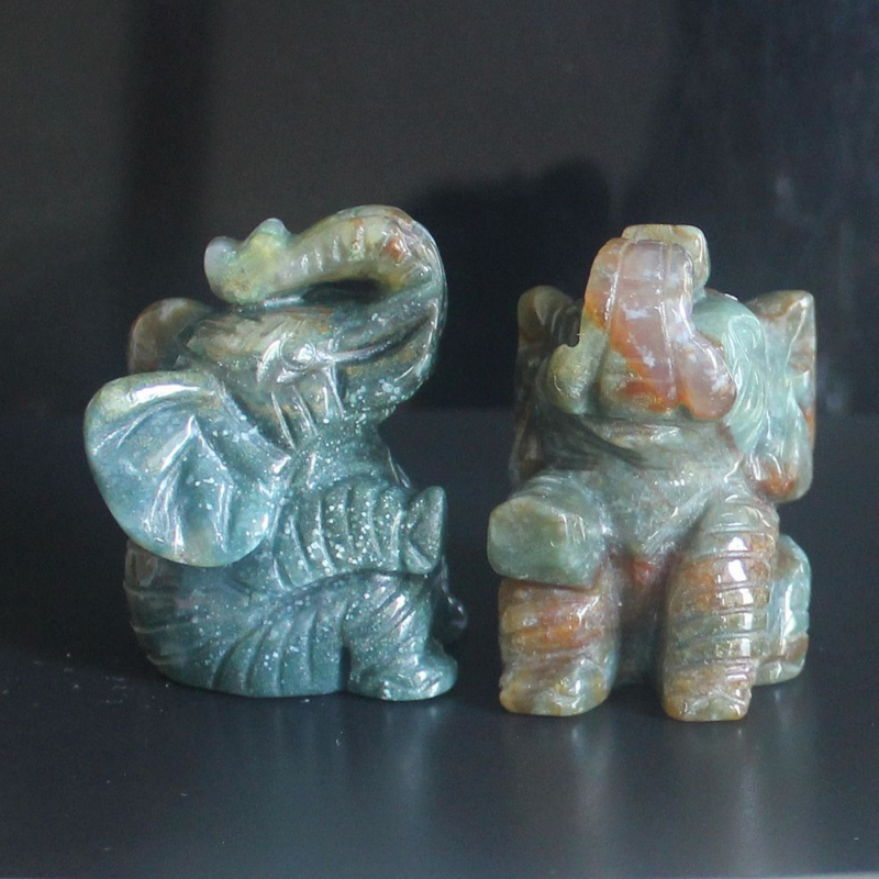 Carved gemstone crystal sitting elephant figurine animal carving home decor 2&apos;&apos;
