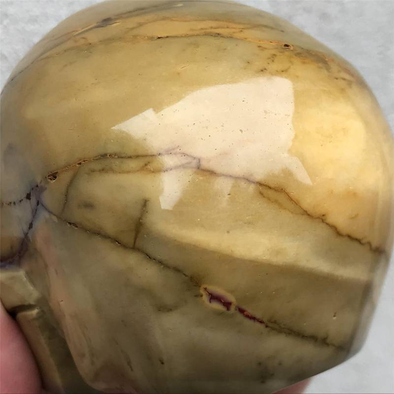 0.41kg Natural Mookite Jasper skull carved Quartz Crystal skull Healing