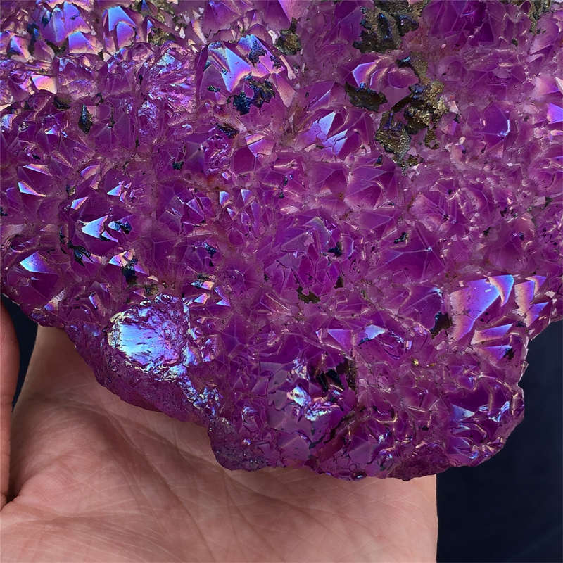 1.55kg Electroplate Rainbow cluster quartz crystal mineral specimen reiki healin