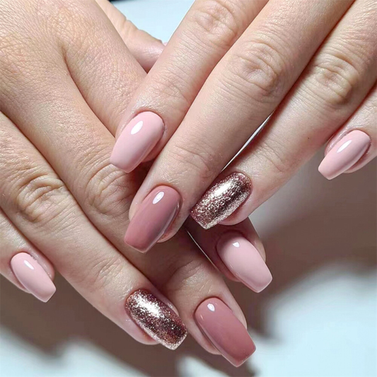 Pure Color Shiny False Nail Medium Square Press on Nails for Nail Art 24pcs