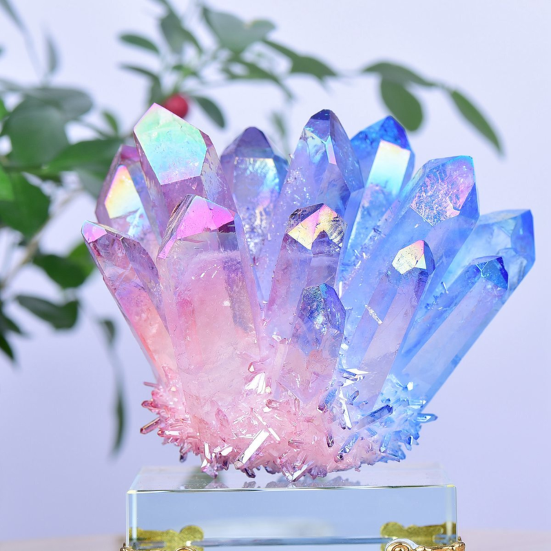 1.49LB Electroplated Color Crystal Cluster Crystal Mineral Reiki Healing