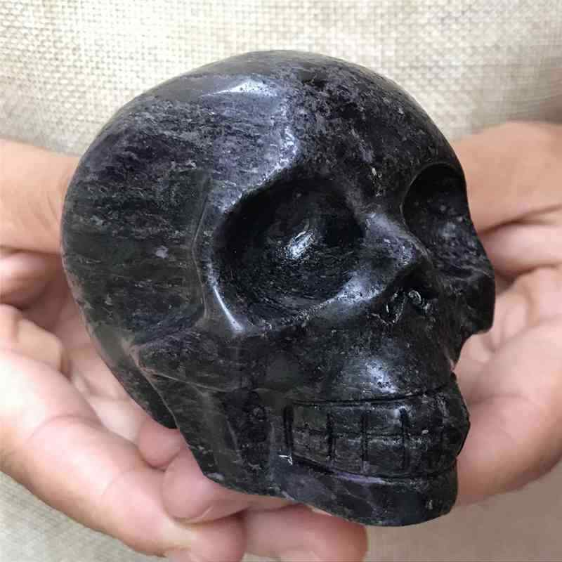 0.41kg Natural black jade quartz skull carved Quartz Crystal skull Healing