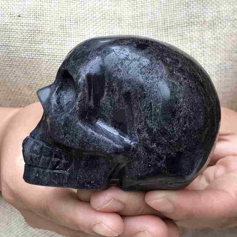 0.46Kg Natural black jade quartz skull carved Quartz Crystal skull Healing