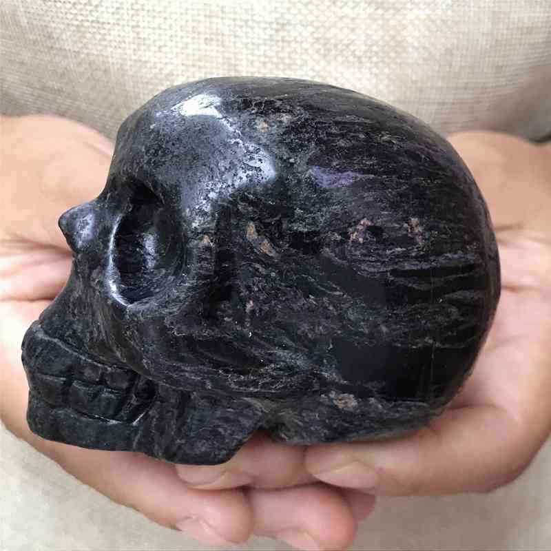 0.41kg Natural black jade quartz skull carved Quartz Crystal skull Healing