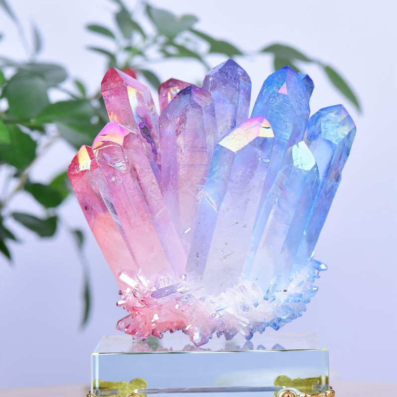 1.43LB Electroplated Color Crystal Cluster Crystal Mineral Reiki Healing