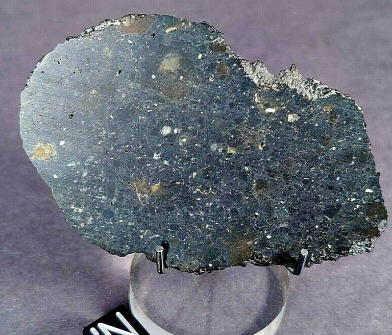 11.35 gr NWA 13757 LUNAR MELT BRECCIA MOON METEORITE POLISHED SLICE CRUSTED