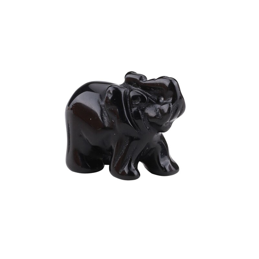 10x Natural Obsidian Quartz Crystal Carved Baby Elephant Polished Animal Decor