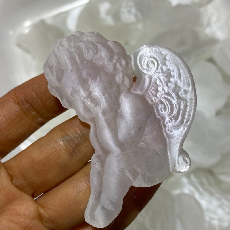 Natural Gypsum Selenite angel Hand Carved Quartz Crystal Reiki healing 1PC