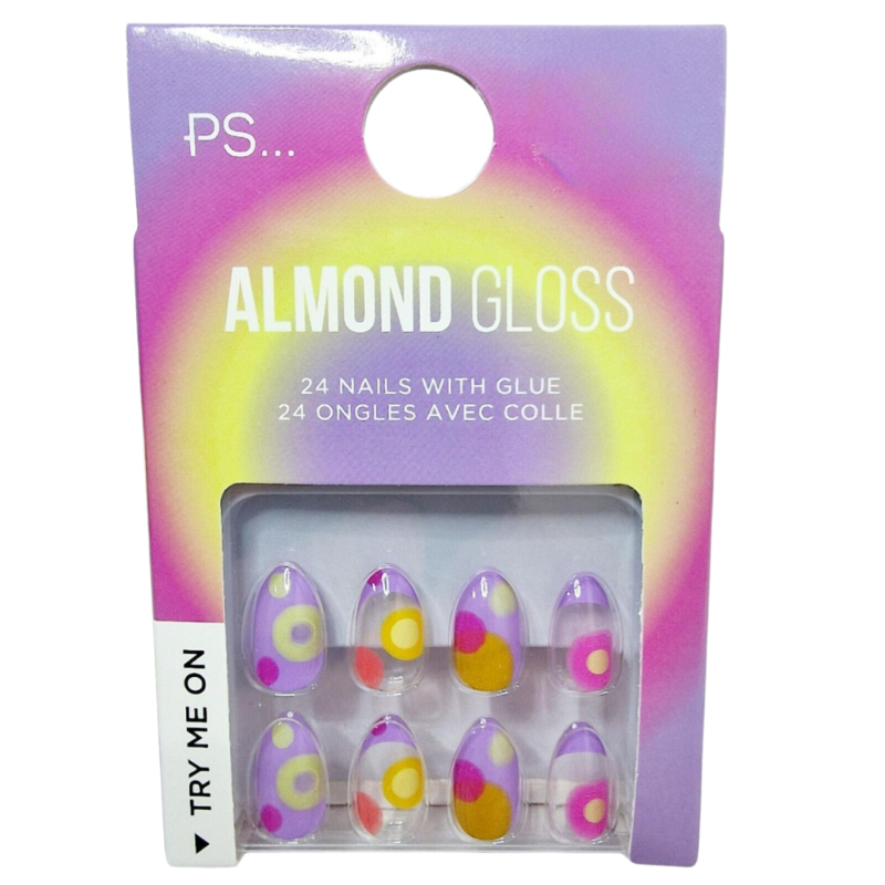 False Nails Press On Fake Tips Stick Coffin Square Full Cover Primark Glue 24pk