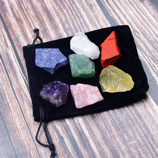 5Sets 7 Chakra Energy Natural Quartz Crystal Rough Reiki Balance Gemstone Gift