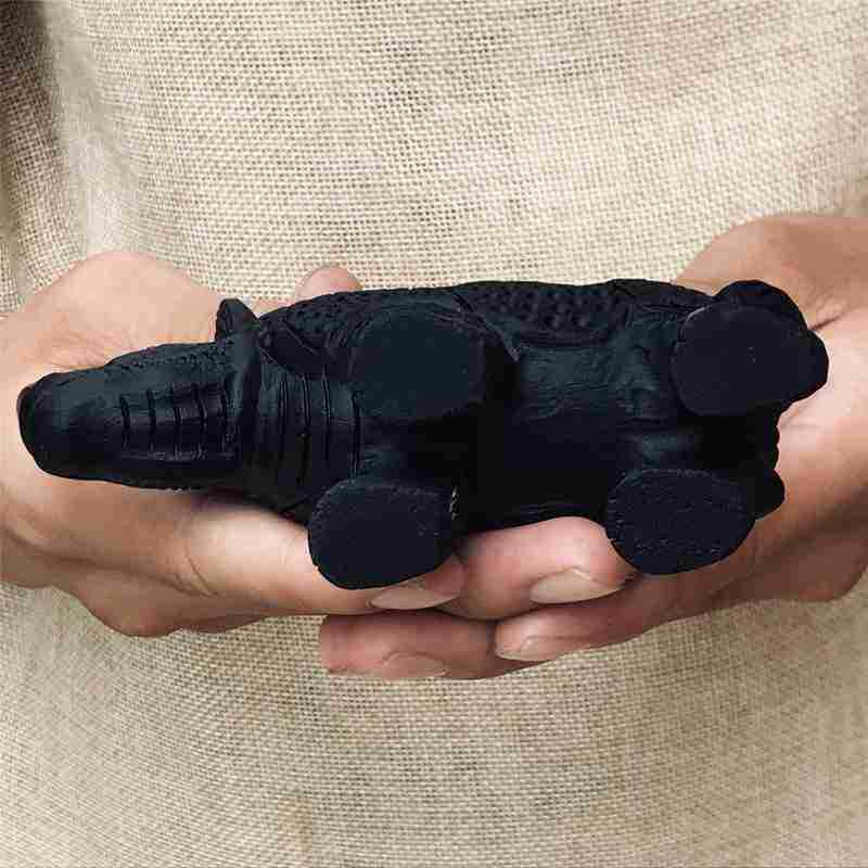 0.33kg Natural obsidian rhinoceros carved Quartz Crystal skull Healing