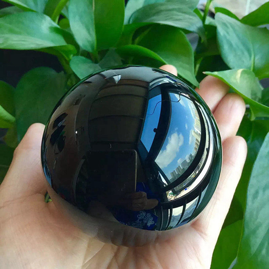 80mm Große Natürliche Schwarze Obsidian Stein Kugel Heilung Quarz Kristall Ball