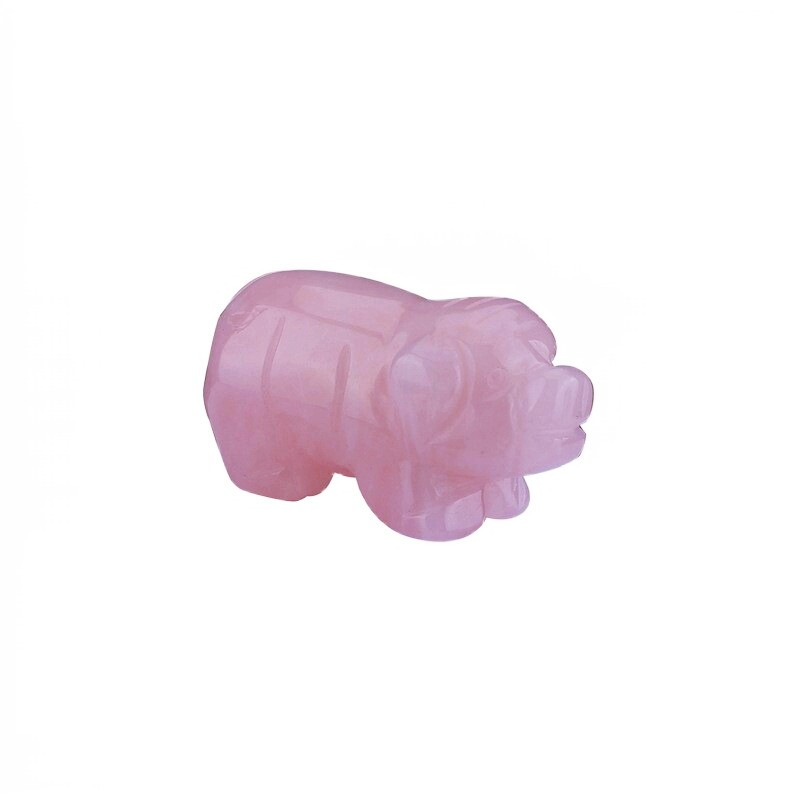 Raw Natural Quartz Crystal Skull Carved Pig Wild Boar Piggy Animal Healing Stone
