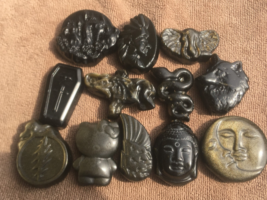 10pc Natural mix gold obsidian Quartz hand Carved skull crystal Reiki healing
