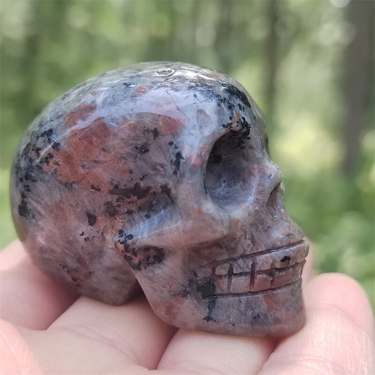 1.8" Natural Yooperlite Skull Hand Carved Quartz Crystal Skull Reiki Healing