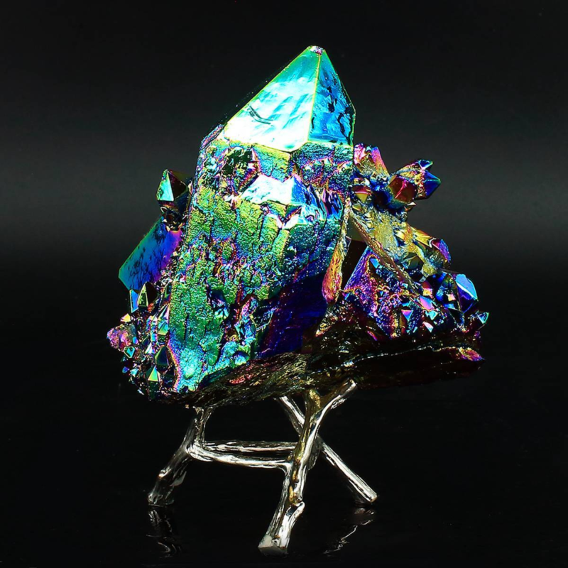 610g Colourful Crystal Cluster Quartz Mineral Specimen Decoration Electroplate