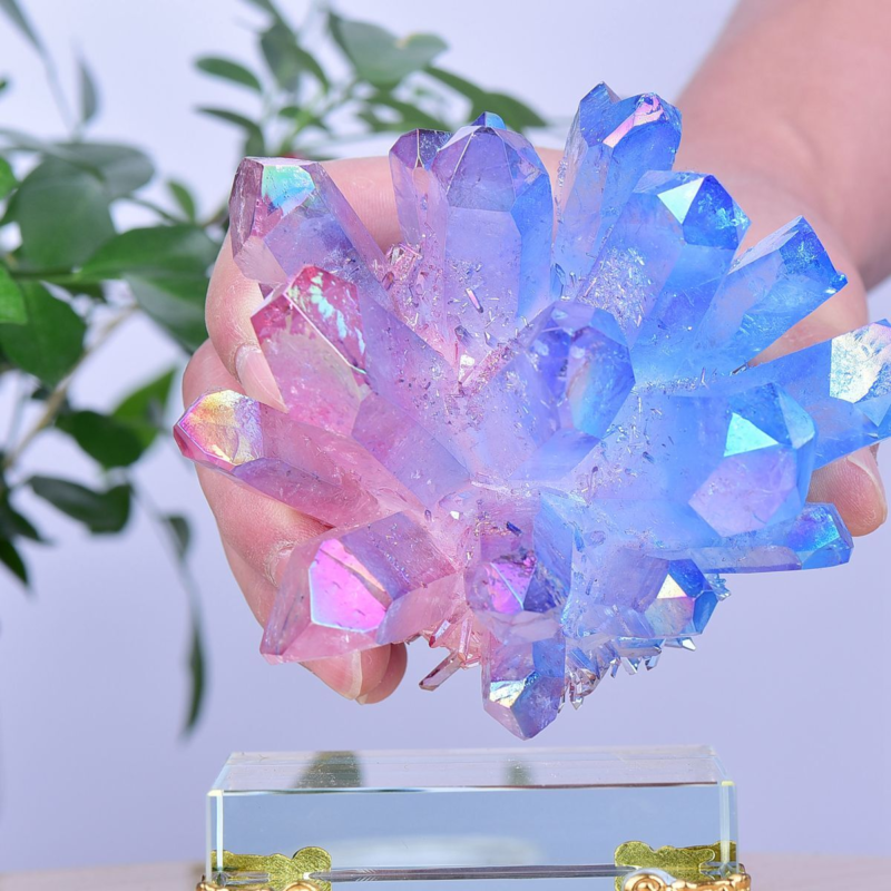 1.49LB Electroplated Color Crystal Cluster Crystal Mineral Reiki Healing