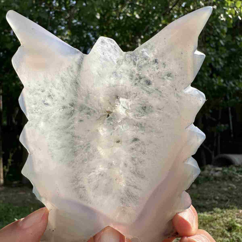 190g natural agate hand carved butterfly skull quartz crystal cluster reiki