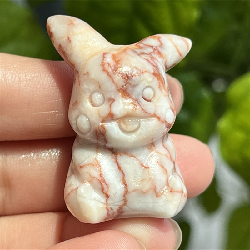 1.5" Natural quartz carved Pikachu skull Quartz crystal skull reiki healing