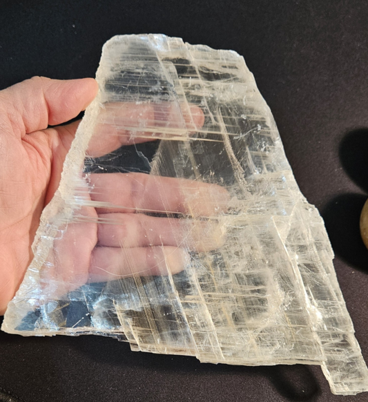 609g Natural Selenite Crystal Slab, Raw Phantom Slice, Gypsum Plate, Chakra