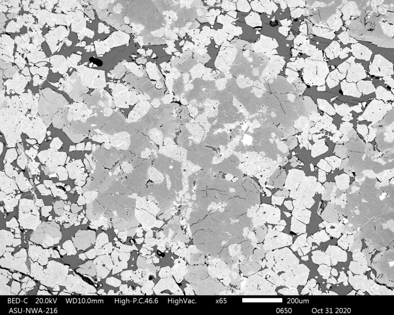 Meteorite NWA 13857 - Achondrite Ungrouped - Subhedral-Euhedral Olivine (52%)