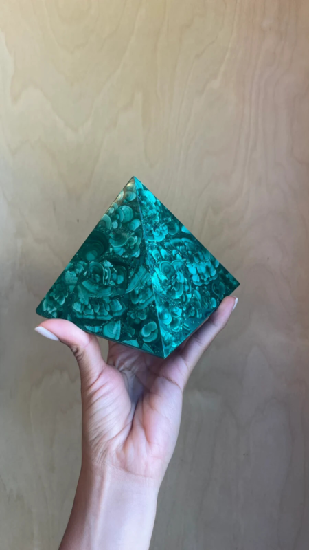 Natural Large Malachite pyramid, malachite sculpture, Extra Quality large Cube