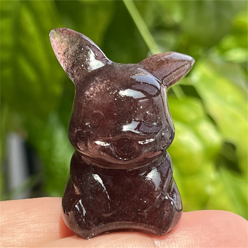 1.5" Natural quartz carved Pikachu skull Quartz crystal skull reiki healing