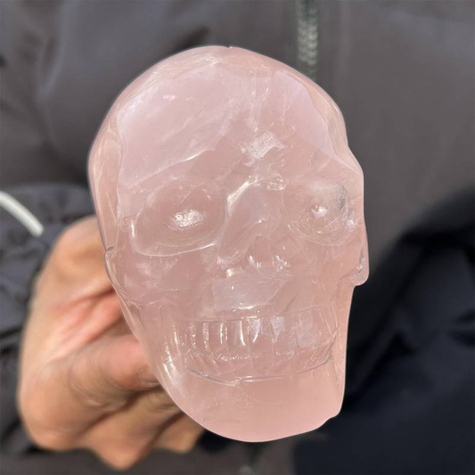 0.49kg Natural rose quartz skull carved Quartz Crystal skull Healing