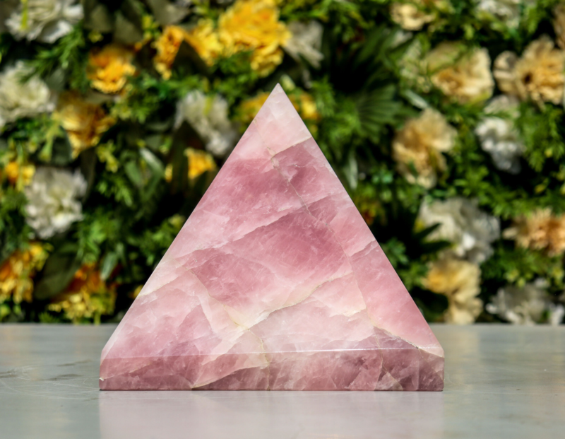 165MM Pink Rose Quartz Crystal Pyramid Aura Healing Chakra Energy Gemstone Point