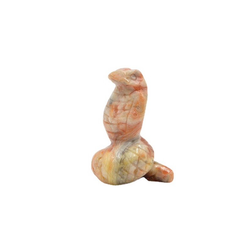 Natural Quartz Crystal Carved Snake Viper Healing Stone Cobra Animal Decor Reiki