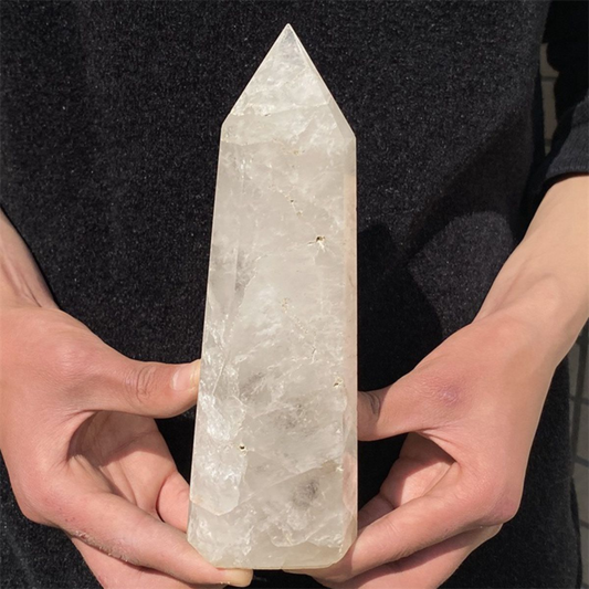 950gNatural  White Quartz Obelisk Crystal Wand Point Healing Mineral Stone