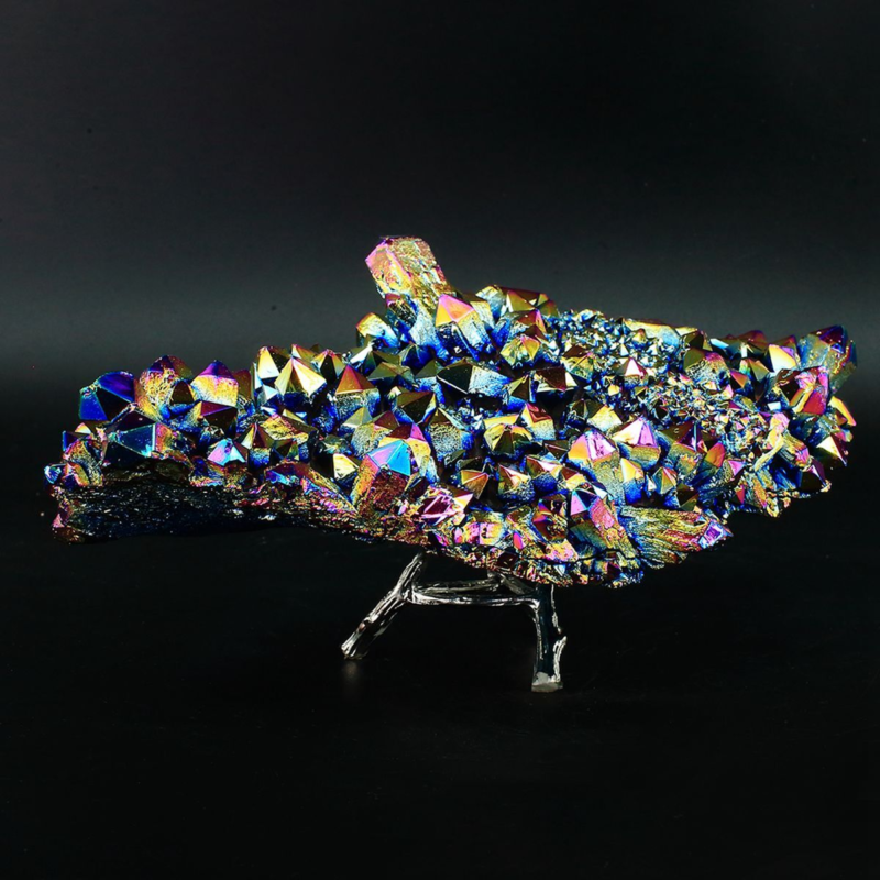 1315g Colourful Crystal Cluster Quartz Mineral Specimen Decoration Electroplate