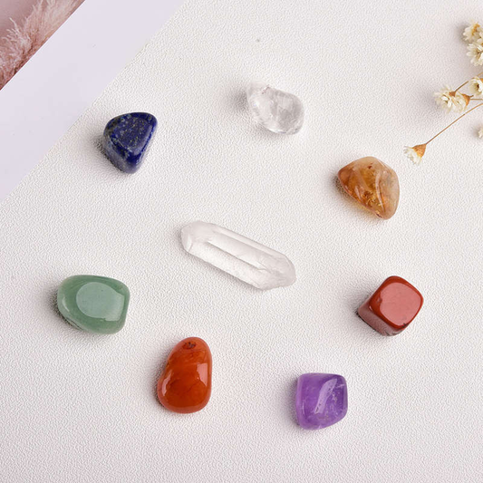 10Sets Natural Quartz Crystal Gemstone 7 Chakra Healing Balance Tumbled Stones