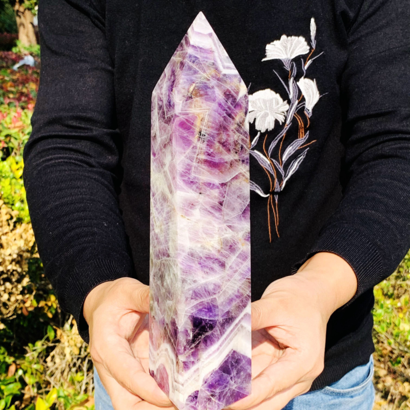 4.26LB Natural Dream Amethyst Quartz Crystal Obelisk Wand Point Healing Stone