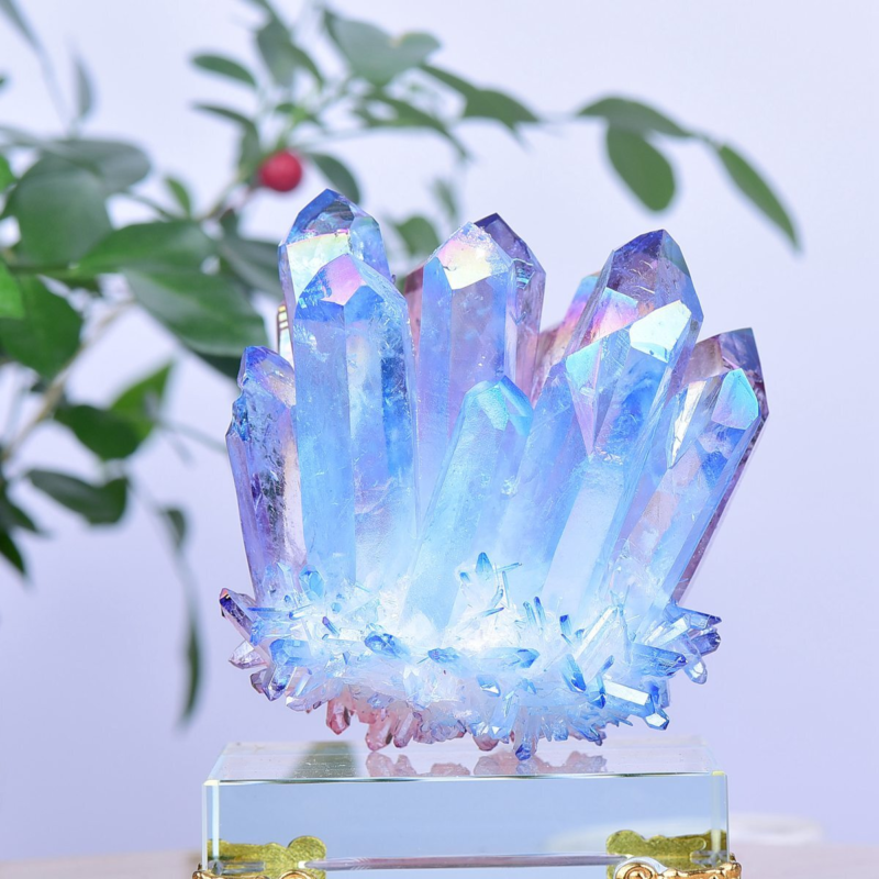 1.17LB Electroplated Color Crystal Cluster Crystal Mineral Reiki Healing