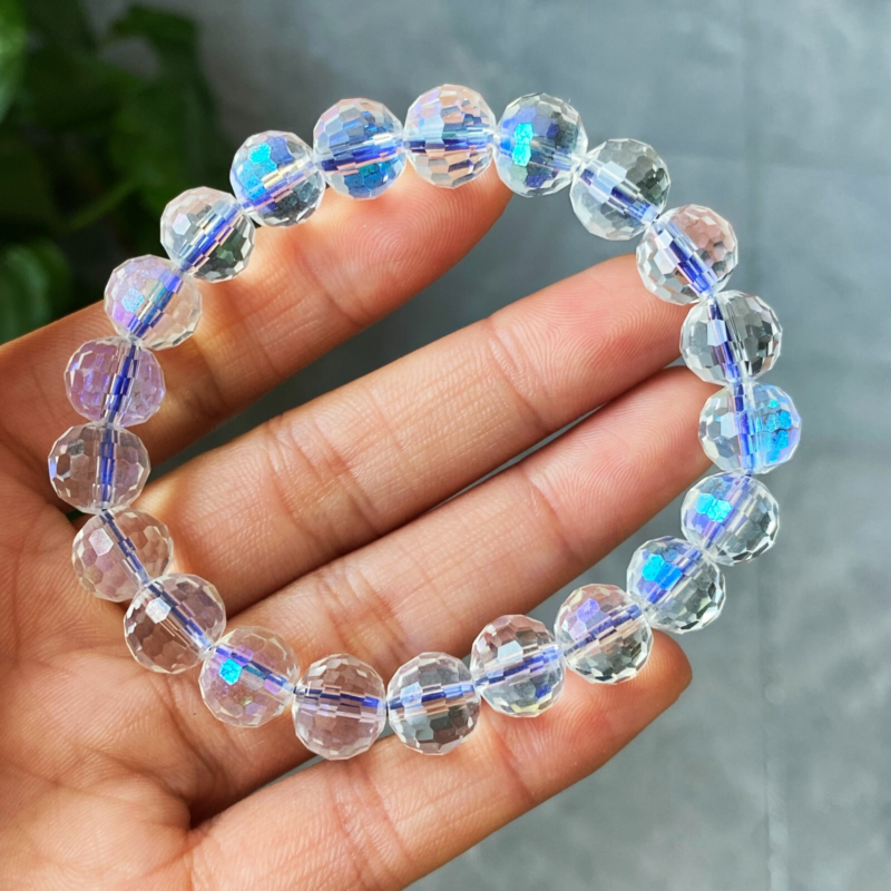 9.7mm Natural Blue Moonstone Strong Light Crystal Beads Bracelet