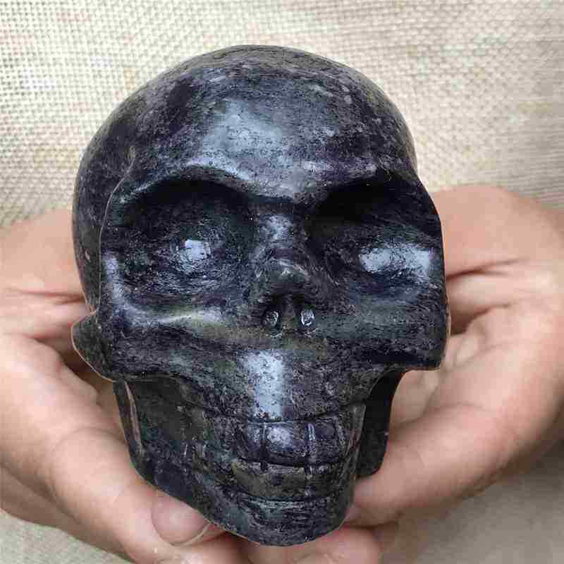 0.48kg Natural black jade quartz skull carved Quartz Crystal skull Healing