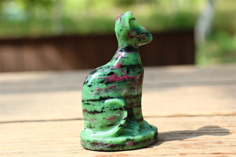 3.1" Carved Natural Zoisite Hairless Cat Statue Skull Quartz Crystal Specimen 1x