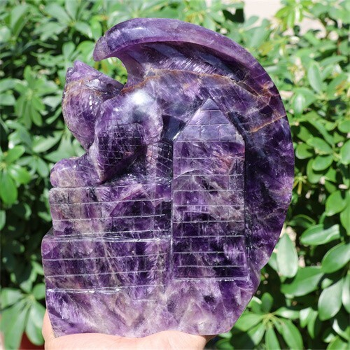 3.54kg Natural Dream Amethyst Dragon Castle Skull Carved Reiki Quartz Crystal Sk