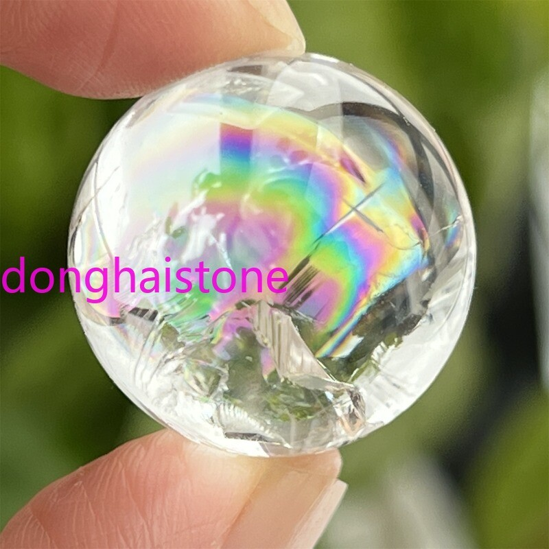 Top 1pc Natural clear Quartz sphere Rainbow Crystal Ball Mineral healing 20mm+