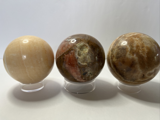 Crystal Sphere Lot With Stands Different Materials