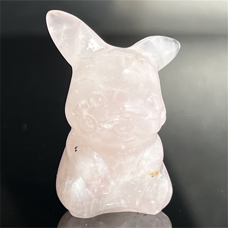 1.5" Natural quartz carved Pikachu skull Quartz crystal skull reiki healing